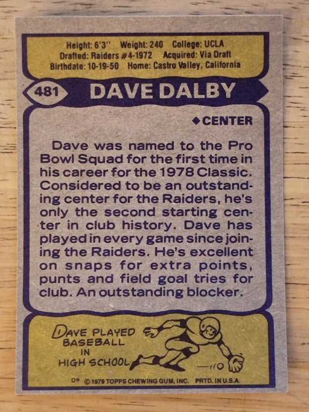 1979 Topps #481 Dave Dalby (EXMT)