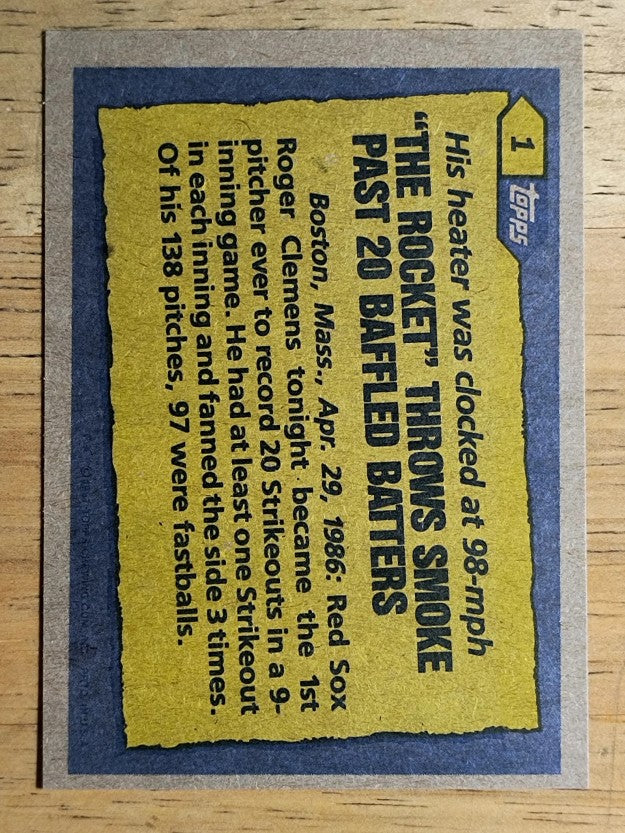 1987 Topps #1 Roger Clemens RB
