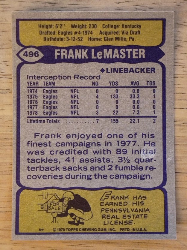 1979 Topps #496 Frank LeMaster (NM)