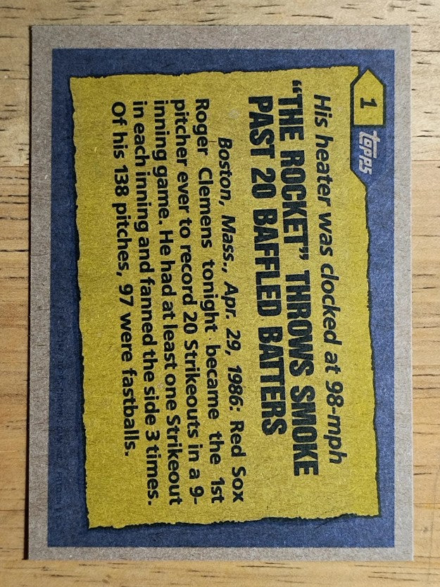 1987 Topps #1 Roger Clemens RB