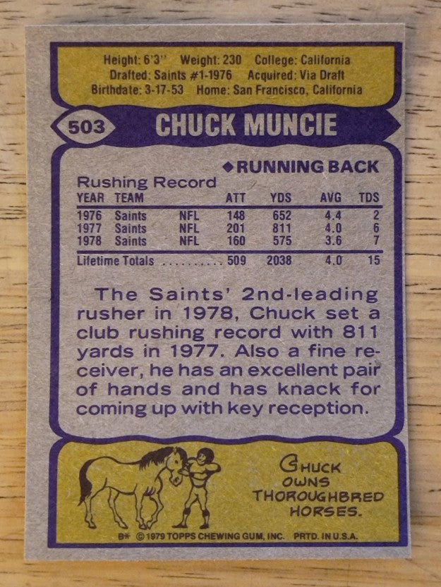 1979 Topps #503 Chuck Muncie (EXMT)