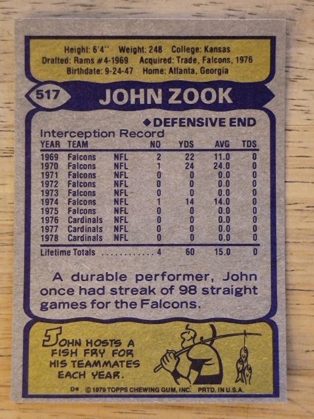 1979 Topps #517 John Zook (EXMT)