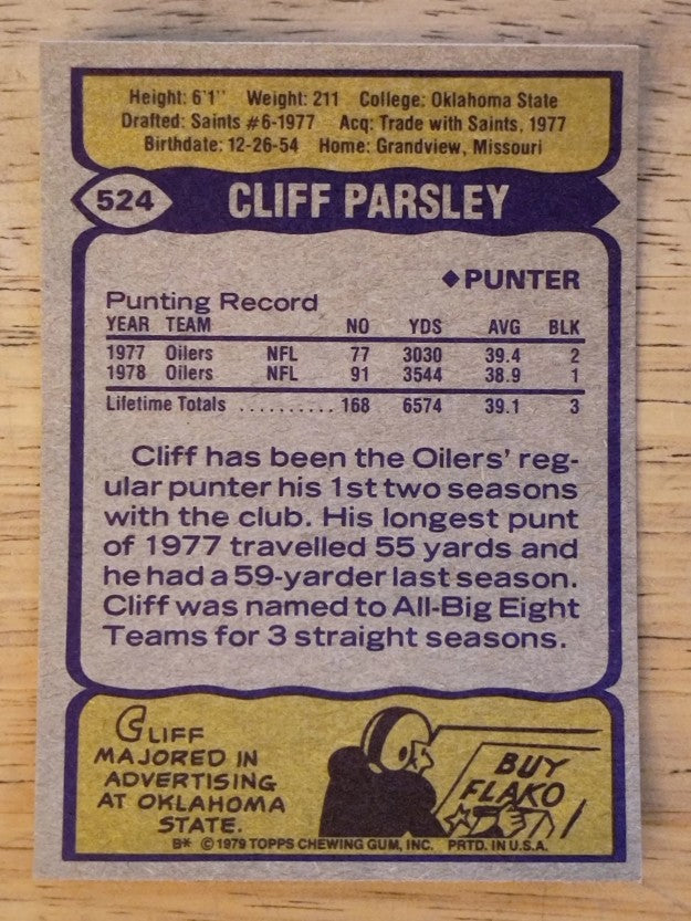 1979 Topps #524 Cliff Parsley RC (MINT)