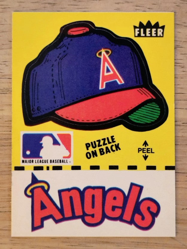 1982 Fleer Team Stickers #21 California Angels/Cap/Puzzle on Back