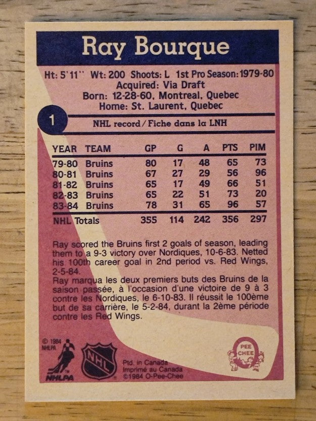 1984-85 O-Pee-Chee #1 Ray Bourque