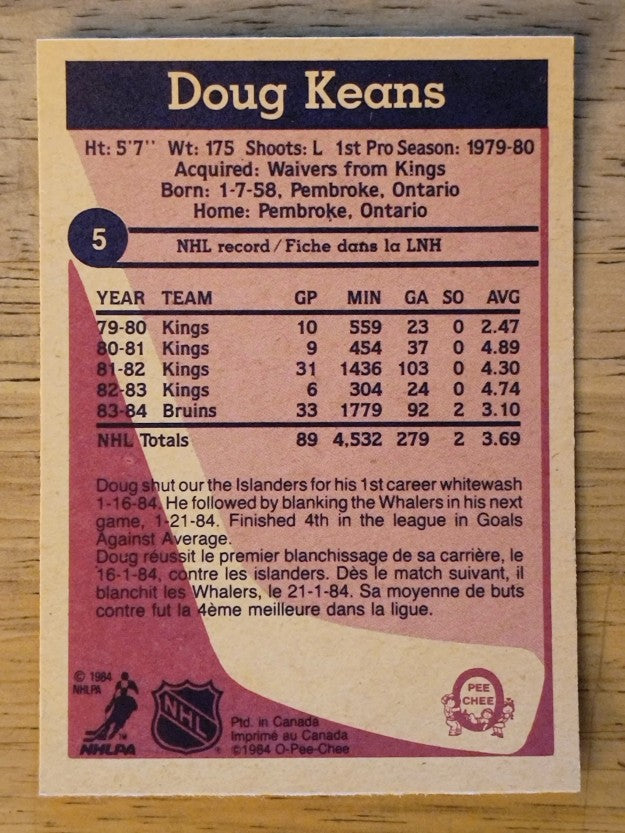 1984-85 O-Pee-Chee #5 Doug Keans RC
