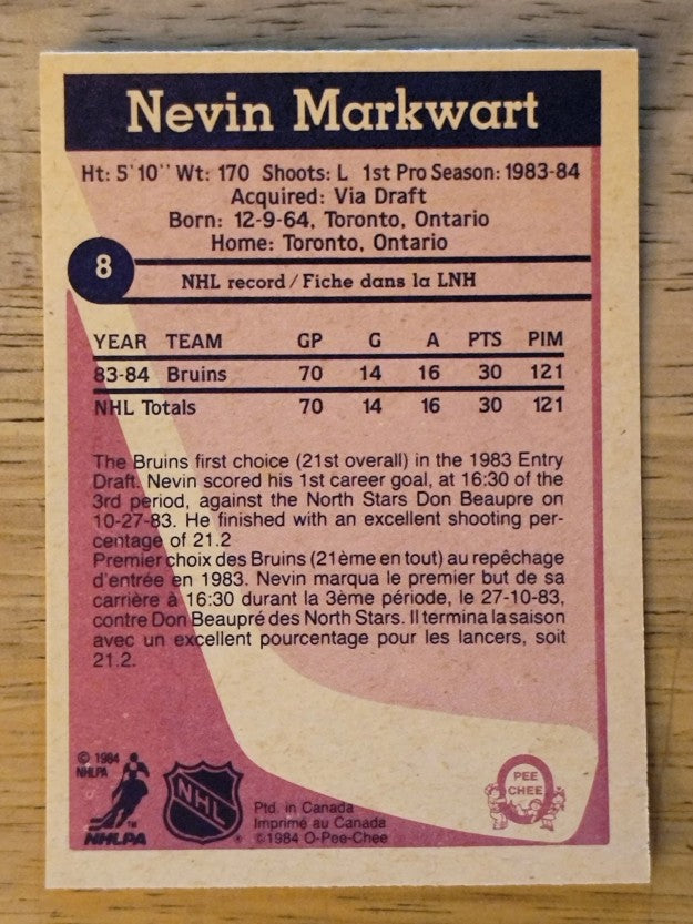 1984-85 O-Pee-Chee #8 Nevin Markwart RC