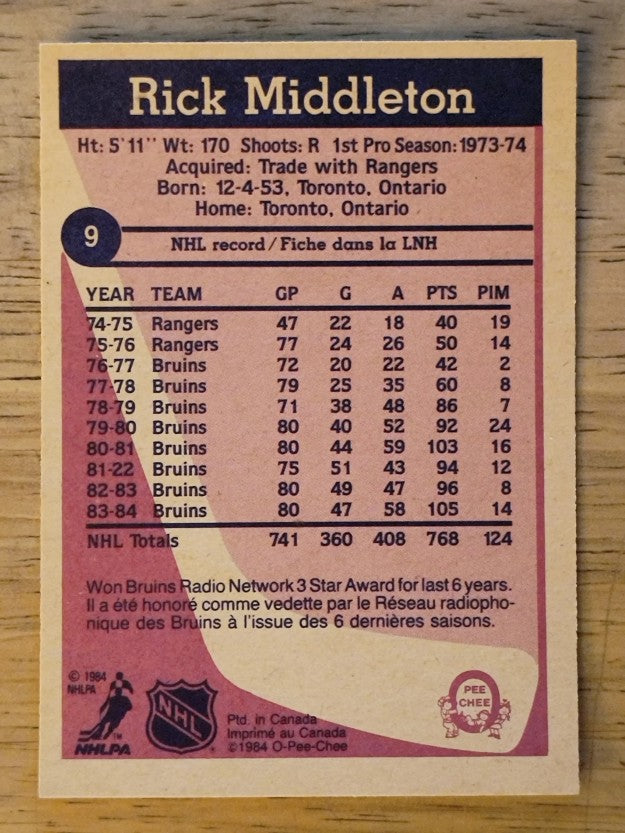 1984-85 O-Pee-Chee #9 Rick Middleton