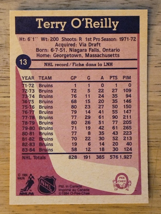 1984-85 O-Pee-Chee #13 Terry O'Reilly