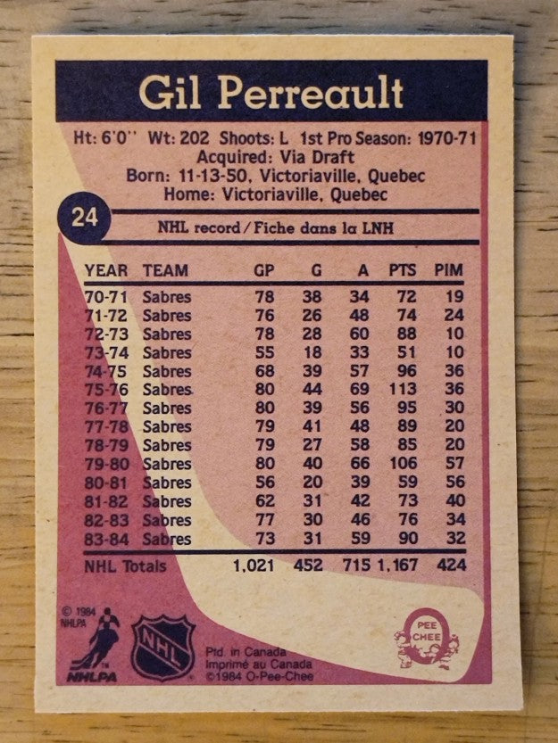 1984-85 O-Pee-Chee #24 Gilbert Perreault
