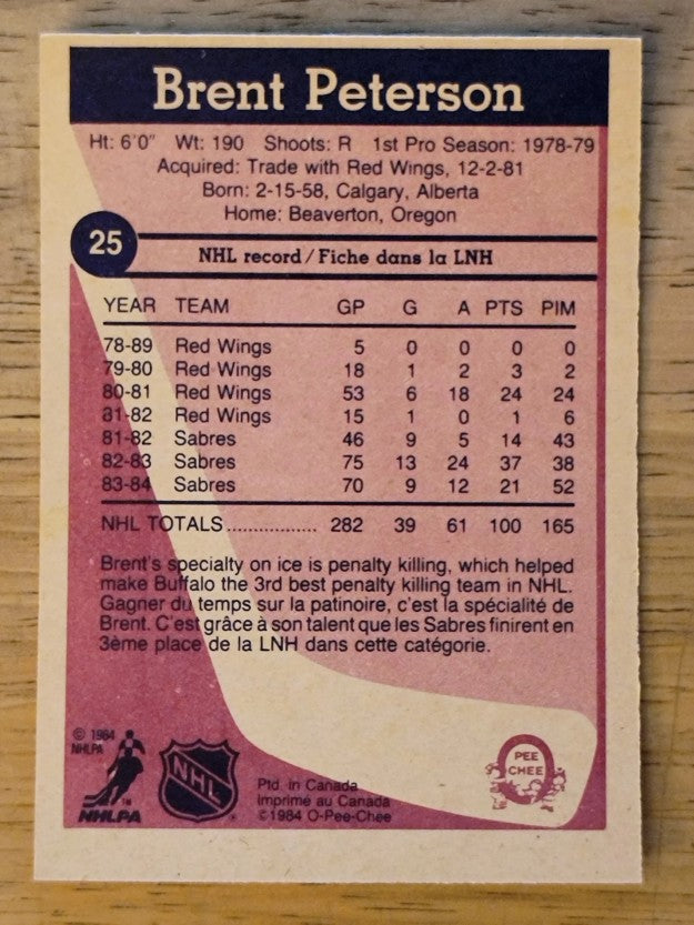 1984-85 O-Pee-Chee #25 Brent Peterson