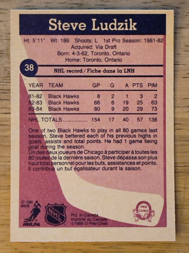1984-85 O-Pee-Chee #38 Steve Ludzik