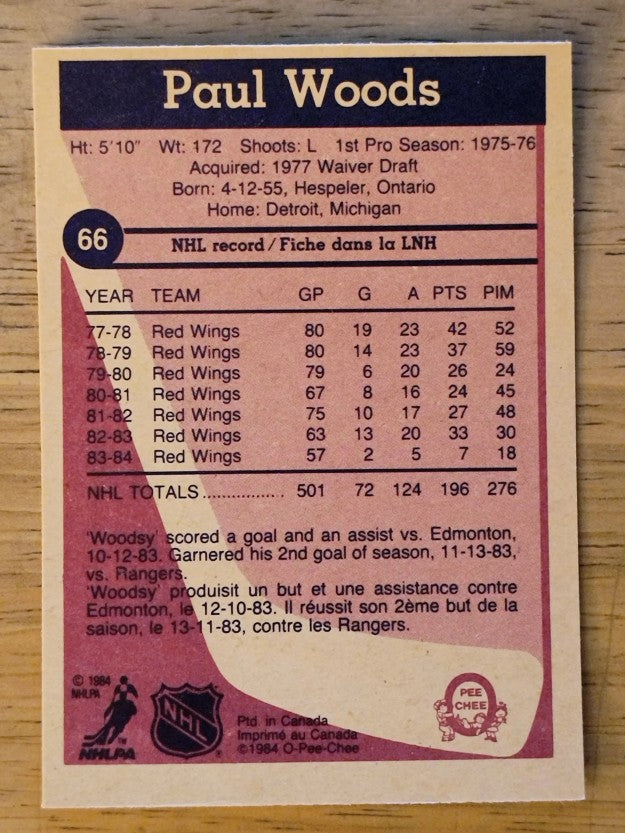 1984-85 O-Pee-Chee #66 Paul Woods