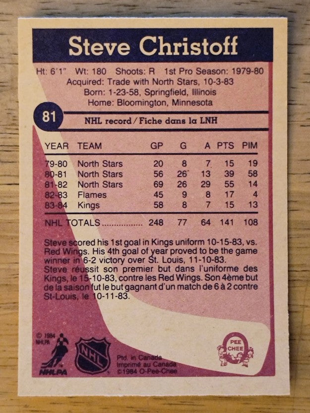 1984-85 O-Pee-Chee #81 Steve Christoff