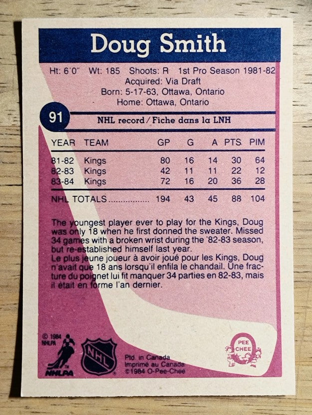 1984-85 O-Pee-Chee #91 Doug Smith