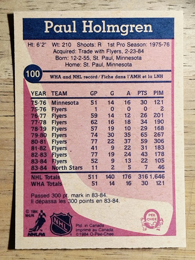 1984-85 O-Pee-Chee #100 Paul Holmgren
