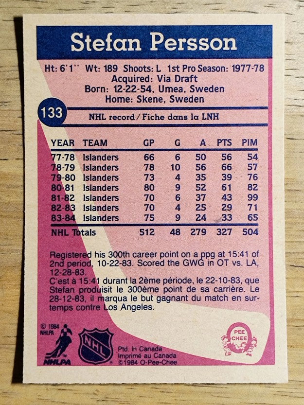 1984-85 O-Pee-Chee #133 Stefan Persson