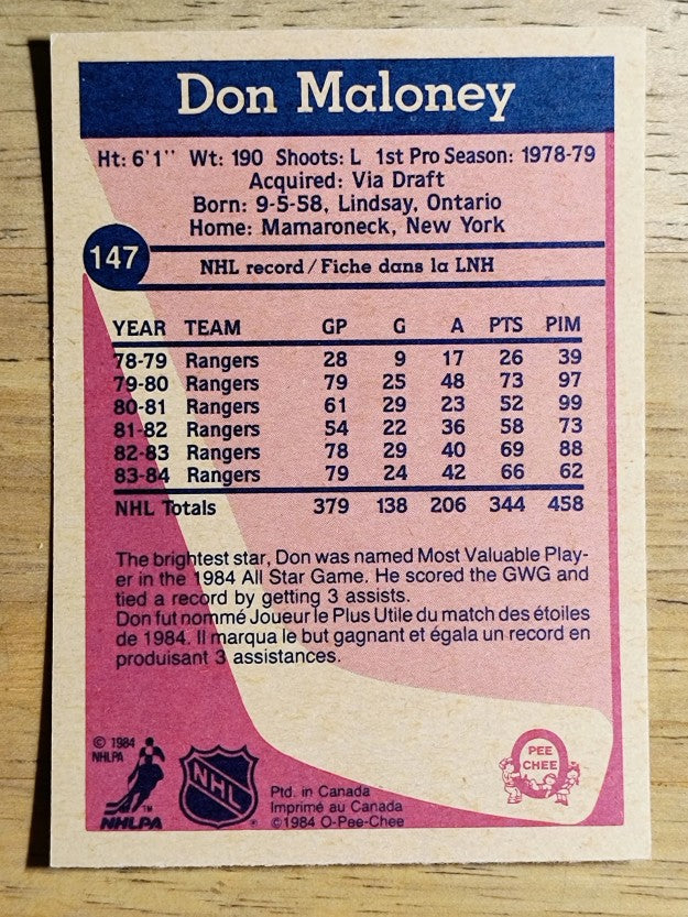 1984-85 O-Pee-Chee #147 Don Maloney