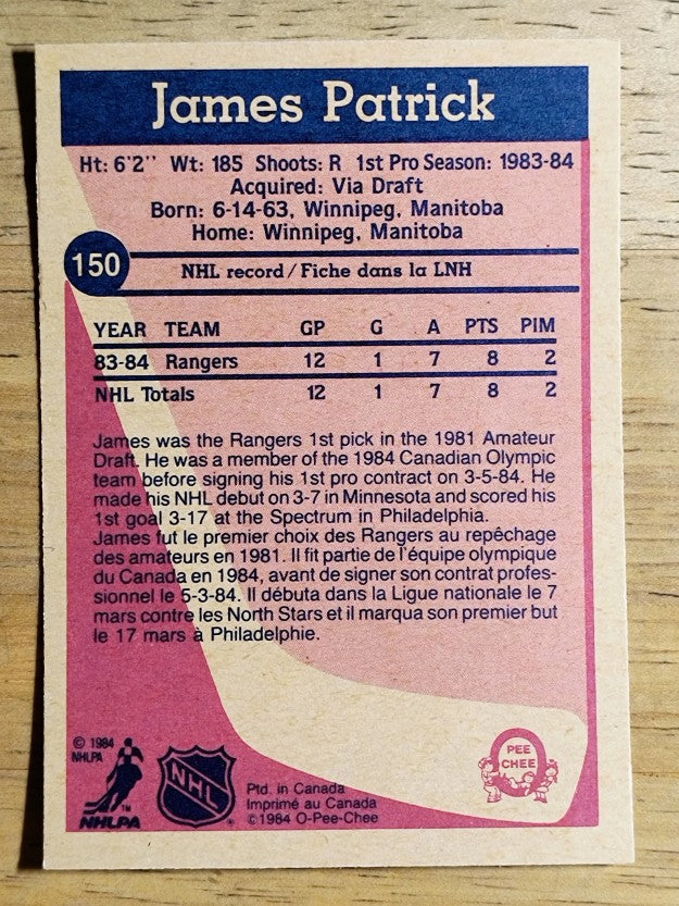 1984-85 O-Pee-Chee #150 James Patrick RC