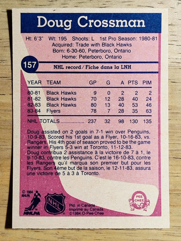 1984-85 O-Pee-Chee #157 Doug Crossman