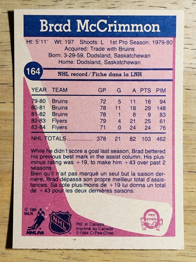 1984-85 O-Pee-Chee #164 Brad McCrimmon