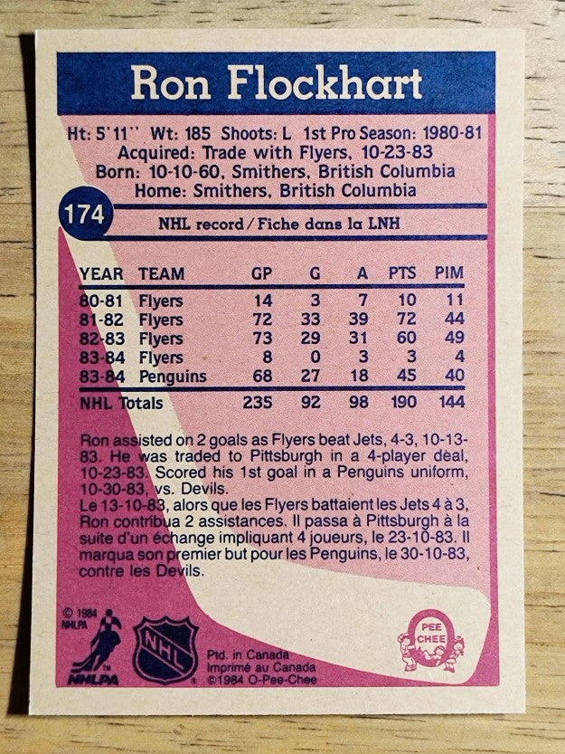 1984-85 O-Pee-Chee #174 Ron Flockhart