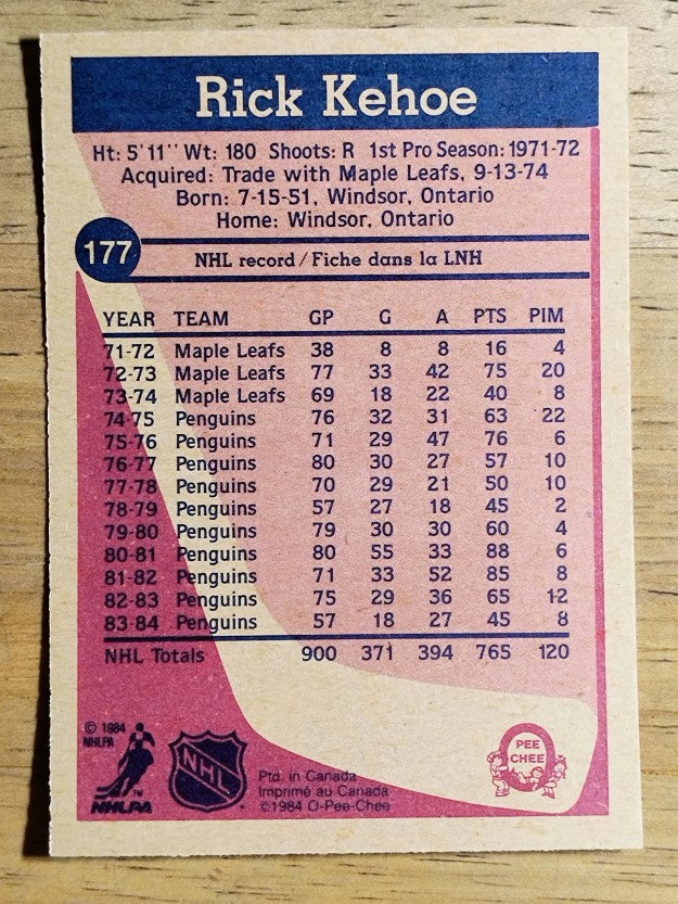 1984-85 O-Pee-Chee #177 Rick Kehoe