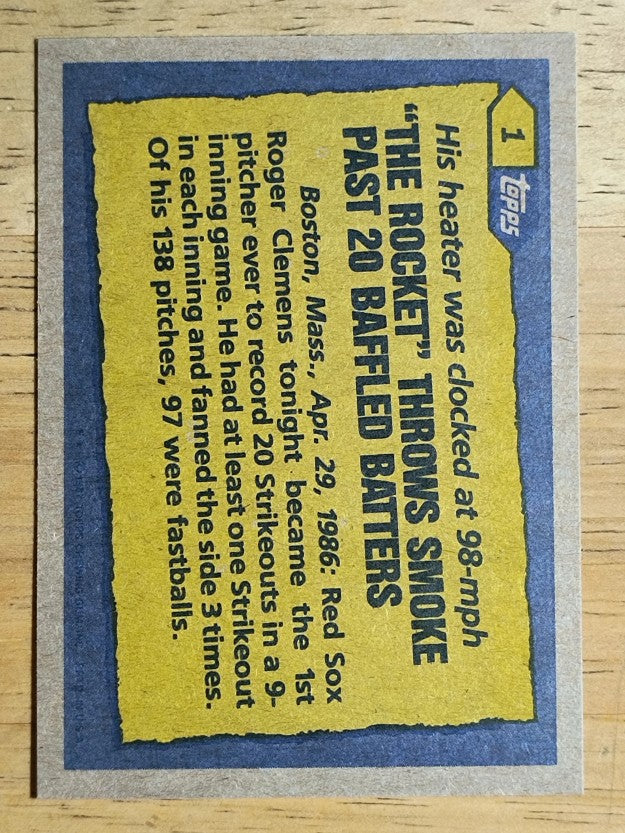 1987 Topps #1 Roger Clemens RB