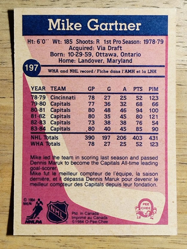 1984-85 O-Pee-Chee #197 Mike Gartner