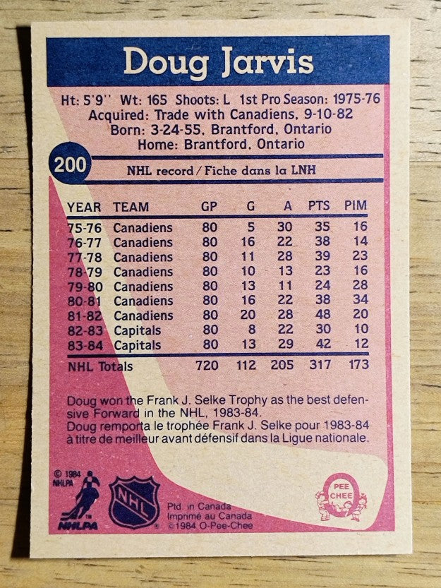 1984-85 O-Pee-Chee #200 Doug Jarvis