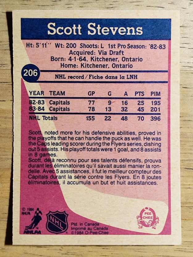 1984-85 O-Pee-Chee #206 Scott Stevens