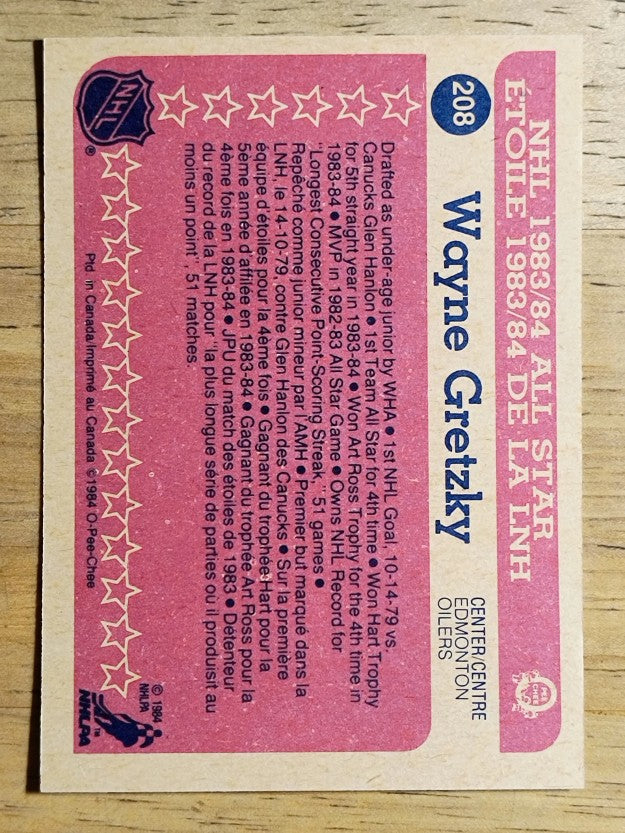 1984-85 O-Pee-Chee #208 Wayne Gretzky AS