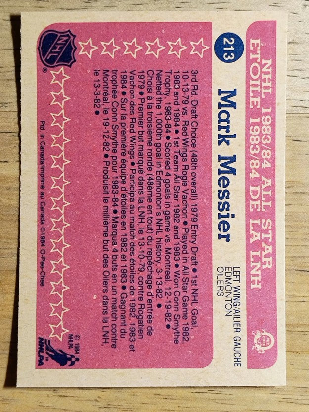 1984-85 O-Pee-Chee #213 Mark Messier AS
