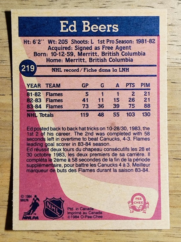 1984-85 O-Pee-Chee #219 Ed Beers