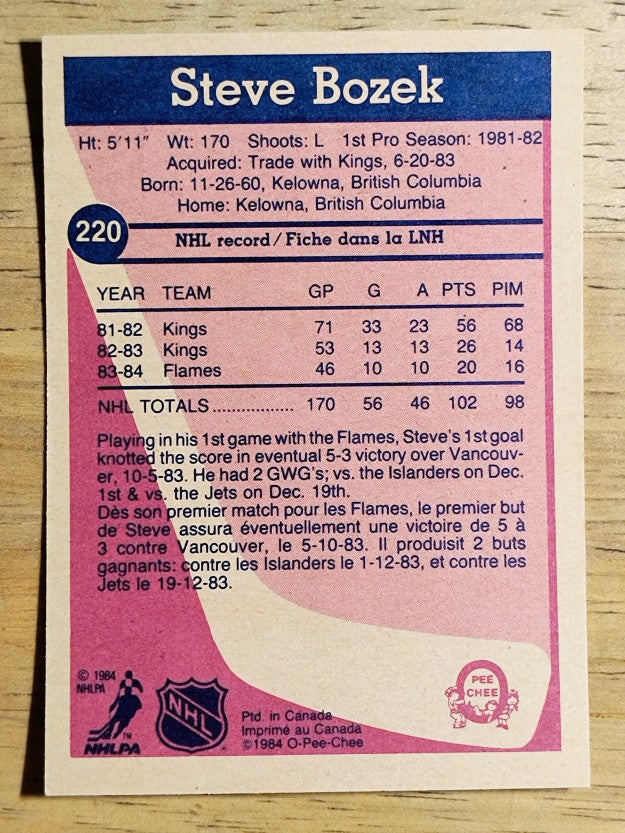 1984-85 O-Pee-Chee #220 Steve Bozek
