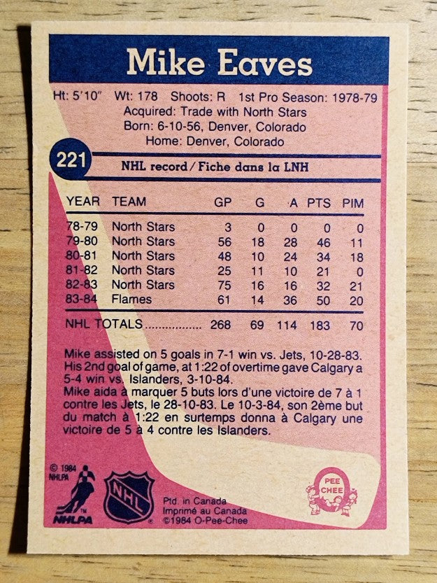 1984-85 O-Pee-Chee #221 Mike Eaves