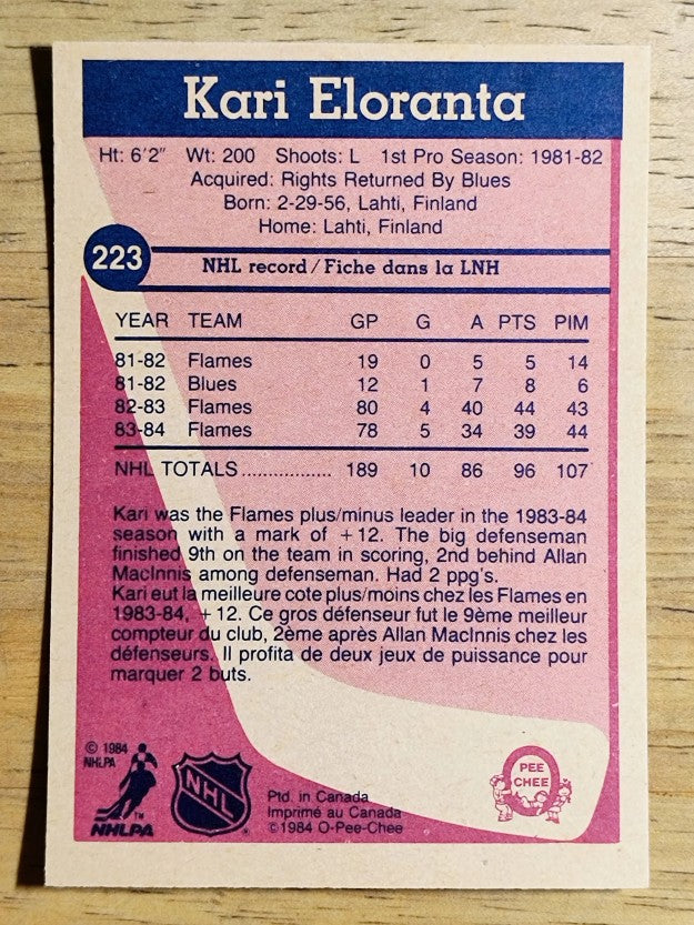 1984-85 O-Pee-Chee #223 Kari Eloranta