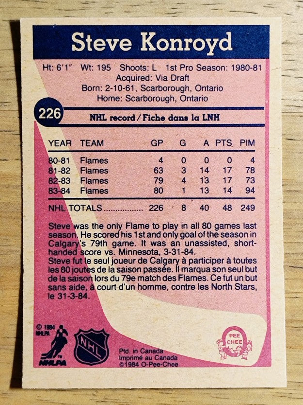 1984-85 O-Pee-Chee #226 Steve Konroyd