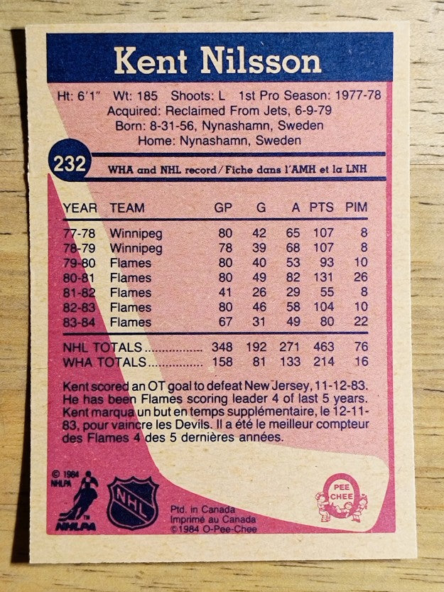 1984-85 O-Pee-Chee #232 Kent Nilsson