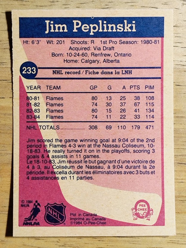 1984-85 O-Pee-Chee #233 Jim Peplinski