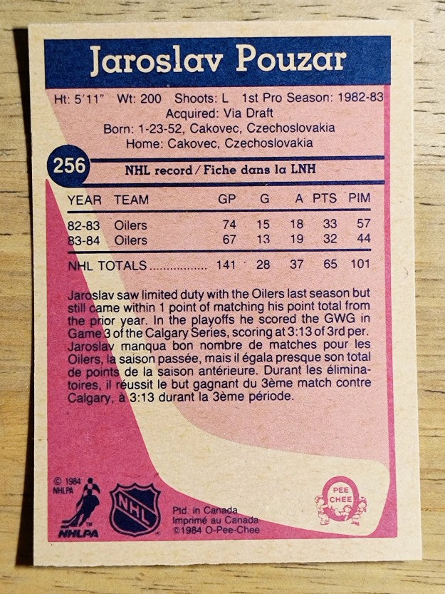 1984-85 O-Pee-Chee #256 Jaroslav Pouzar