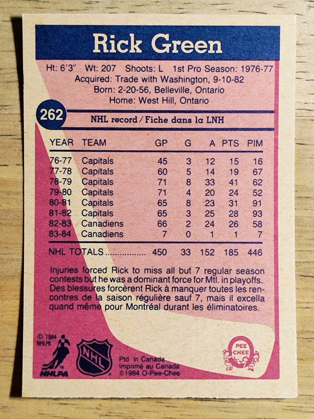 1984-85 O-Pee-Chee #262 Rick Green