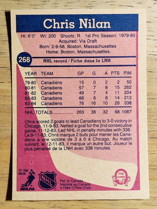 1984-85 O-Pee-Chee #268 Chris Nilan