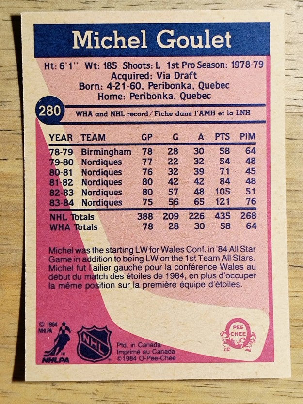 1984-85 O-Pee-Chee #280 Michel Goulet