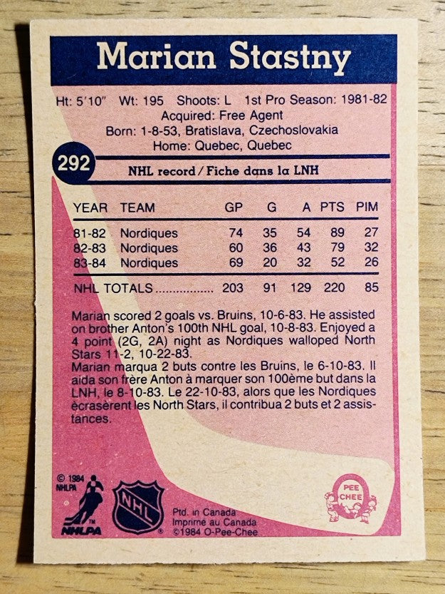 1984-85 O-Pee-Chee #292 Marian Stastny