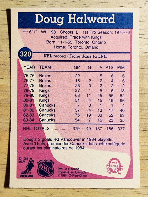 1984-85 O-Pee-Chee #320 Doug Halward