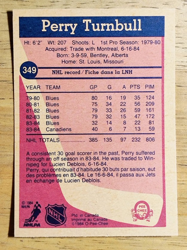 1984-85 O-Pee-Chee #349 Perry Turnbull