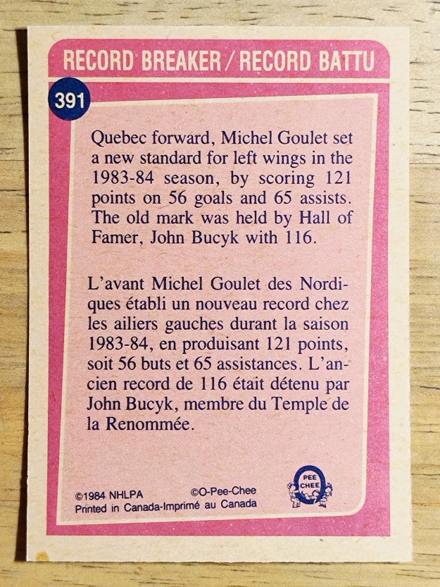 1984-85 O-Pee-Chee #391 Michel Goulet RB