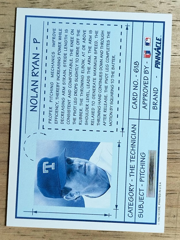 1992 Pinnacle #618 Nolan Ryan TECH