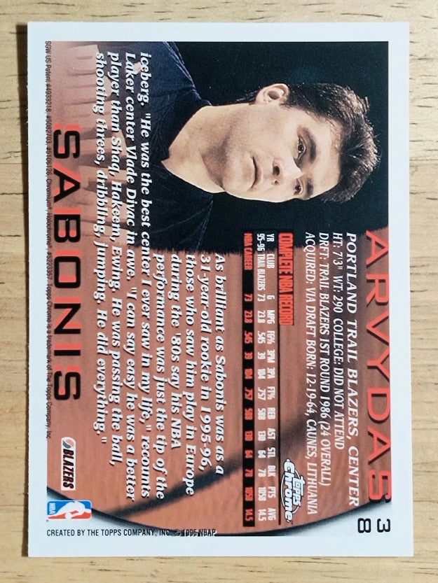 1996-97 Topps Chrome #38 Arvydas Sabonis